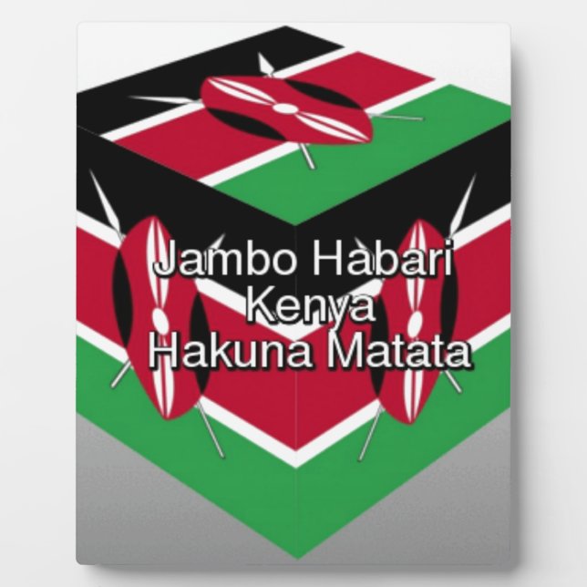 Beautiful Lovely Kenyan Flag Cube with Greeting  Plaque (Front)