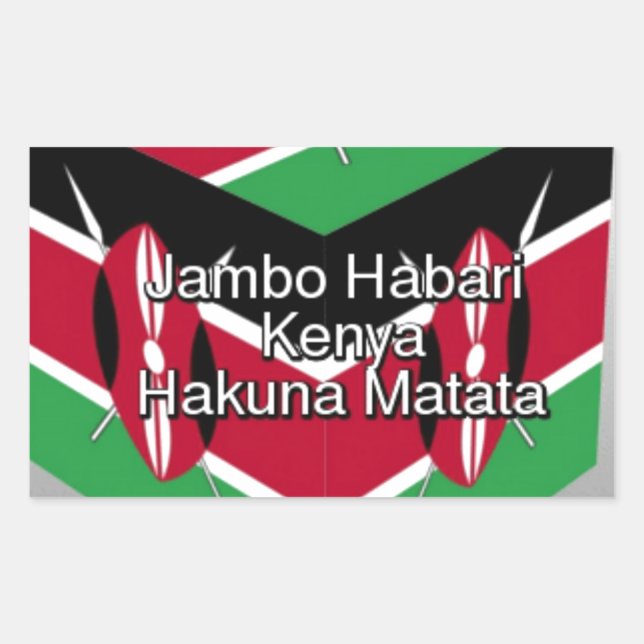 Beautiful Lovely Kenyan Flag Cube with Greeting  Rectangular Sticker (Front)