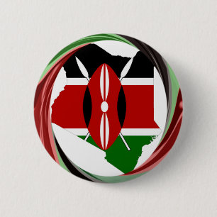 Beautiful Lovely Kenyan Whirlwind Map Design Pinback Button