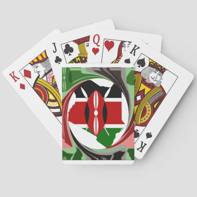 Beautiful Lovely Kenyan Whirlwind Map Design Poker Cards (Back)