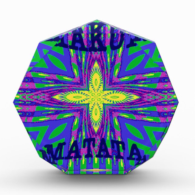 Beautiful Lovely Mombasa Kanga Hakunamatata Tribal Acrylic Award (Front)