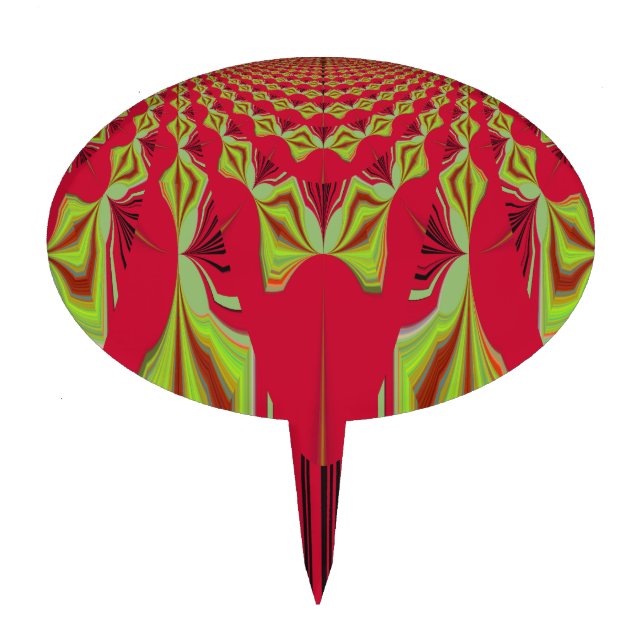Beautiful Lovely Red and Yellow African Tribal Art Cake Topper (Front)