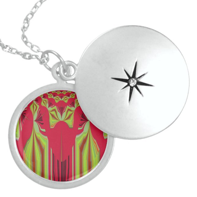 Beautiful Lovely Red and Yellow African Tribal Art Sterling Silver Necklace (Front)