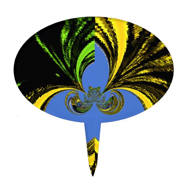 Beautiful Lovely South African Yellow and Blue Art Cake Topper (Front)