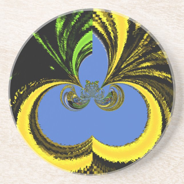 Beautiful Lovely South African Yellow and Blue Art Drink Coaster (Front)