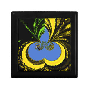 Beautiful Lovely South African Yellow and Blue Art Jewelry Box