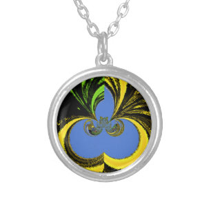 Beautiful Lovely South African Yellow and Blue Art Silver Plated Necklace