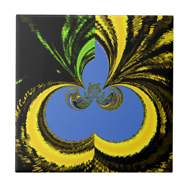 Beautiful Lovely South African Yellow and Blue Art Tile (Front)