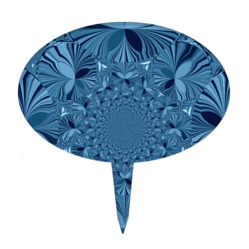 Beautiful Lovely Vintage Blue Kaleidoscope Design Cake Topper