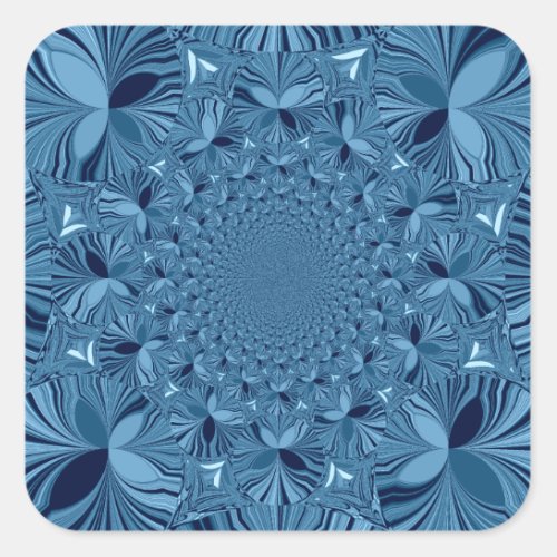 Beautiful Lovely Vintage Blue Kaleidoscope Design Square Sticker