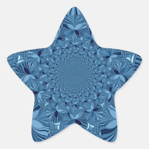 Beautiful Lovely Vintage Blue Kaleidoscope Design Star Sticker