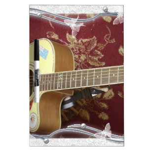 Beautiful Lovely Vintage Guitar on African Motif Dry Erase Board