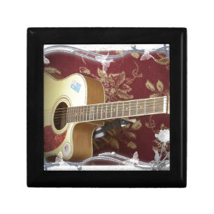 Beautiful Lovely Vintage Guitar on African Motif Gift Box