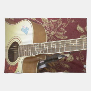 Beautiful Lovely Vintage Guitar on African Motif Kitchen Towel