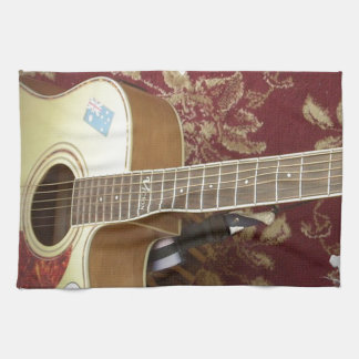 Beautiful Lovely Vintage Guitar on African Motif Kitchen Towel