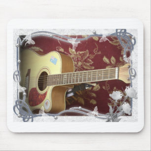 Beautiful Lovely Vintage Guitar on African Motif Mouse Pad