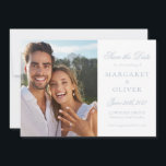 Beautiful Lt. Blue Script Photo Save The Date Card<br><div class="desc">Beautiful Script Wedding Save the Date in light blue, where timeless elegance meets modern sophistication. Announce your wedding date in style with this charmingly sophisticated flat Save the Date card that features a full sized photo one the back, as well as a photo and beautiful personalized details on the front....</div>