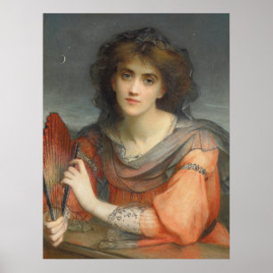 Beautiful Luna moon goddess Charles Edward Hallé Poster