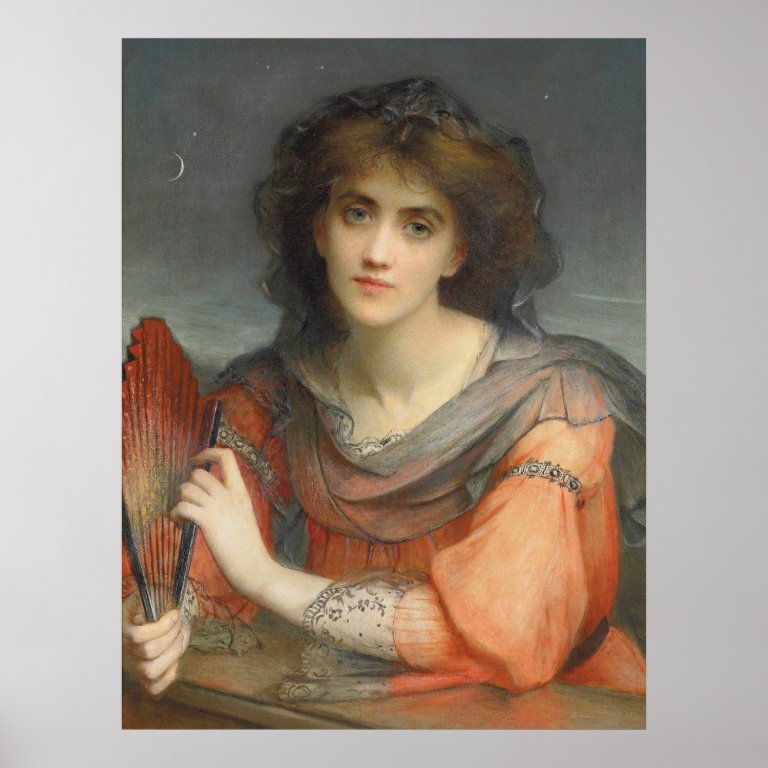 Beautiful Luna moon goddess Charles Edward Hall&#233; Poster