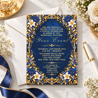 Beautiful Luxury Floral Butterfly Personalized Invitation