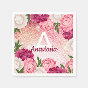 Beautiful luxury floral glitter napkins