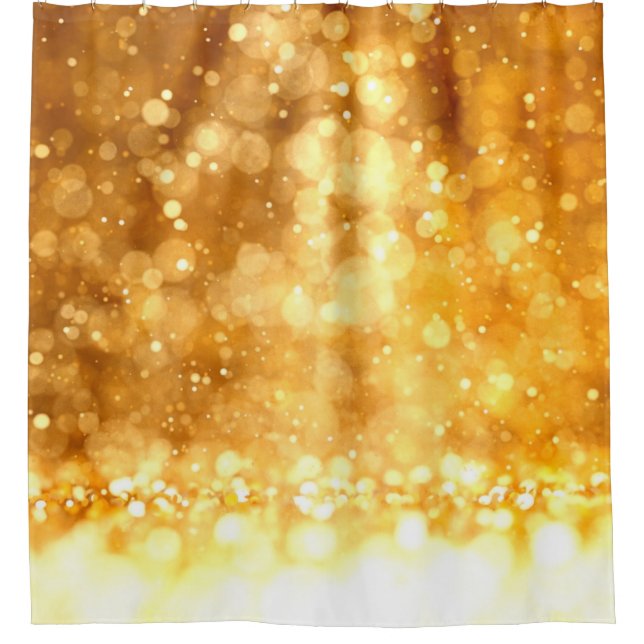 Beautiful luxury golden red glitter background. shower curtain (Front)