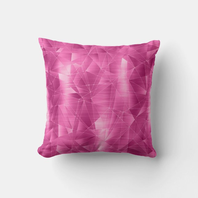 Beautiful Luxury Hot Pink Geometrical Pattern Throw Pillow (Front)