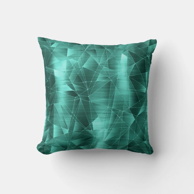Beautiful Luxury Teal Geometrical Pattern Pillow (Front)
