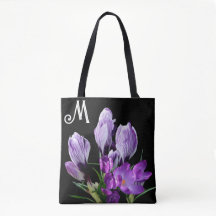 beautiful M monogram pretty purple crocus flowers