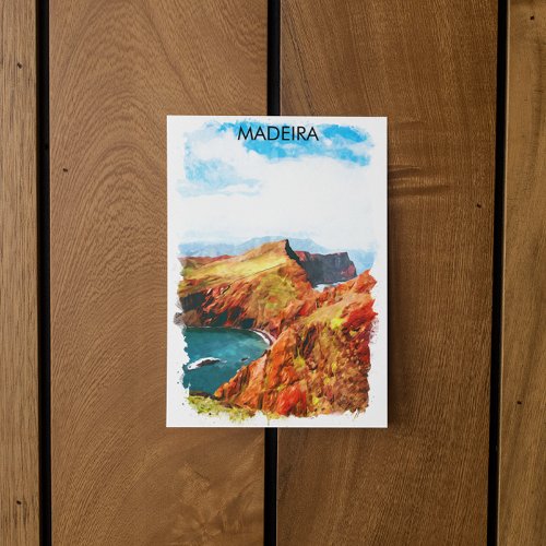 Beautiful Madeira Landscape View Illustration Postcard