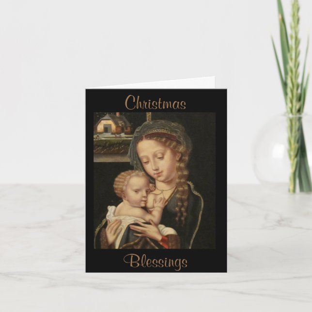 Beautiful Madonna and Child Religious Holiday Card (Front)