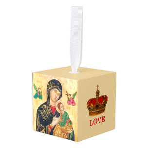 Beautiful Madonna & Child Christmas Cube Ornament