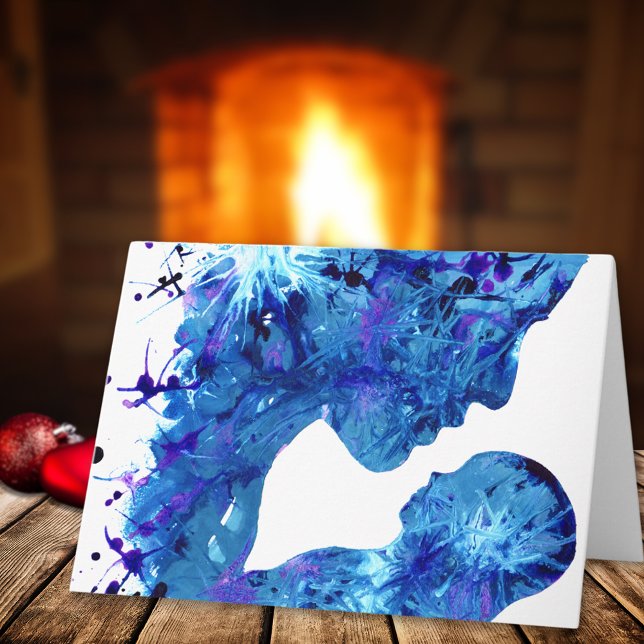 Beautiful Madonna & Child watercolor Holiday Card (Jesus and Mary modern abstract art Christmas holiday greetings card)