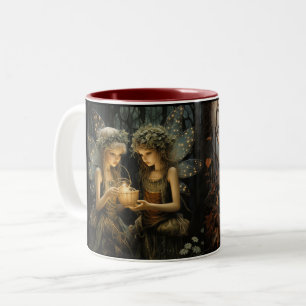 Beautiful Magical Autumn Fairies Two-Tone Coffee Mug