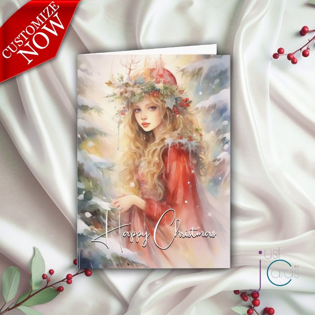 Beautiful Magical Christmas Fairy Holiday Card (Customizable Text)