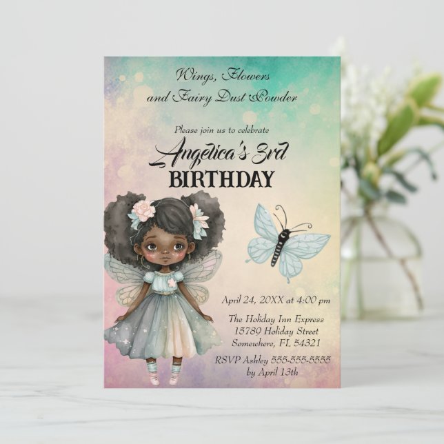 Beautiful Magical Fairy Birthday  Invitation (Standing Front)