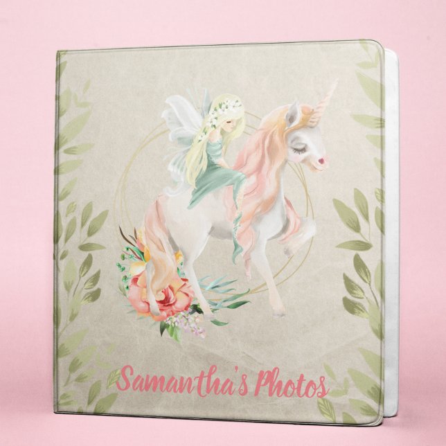 Beautiful Magical Fairy Unicorn Flowers 3 Ring Binder (Creator Uploaded)