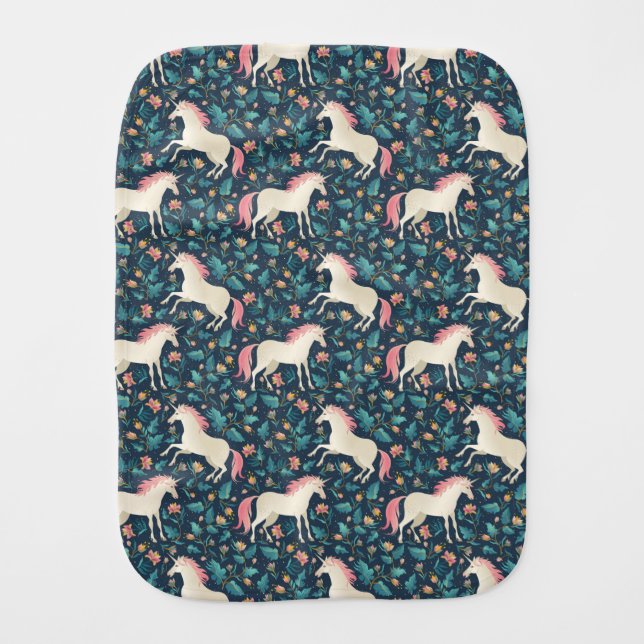 Beautiful Magical Unicorn Pattern Baby Burp Cloth (Front)
