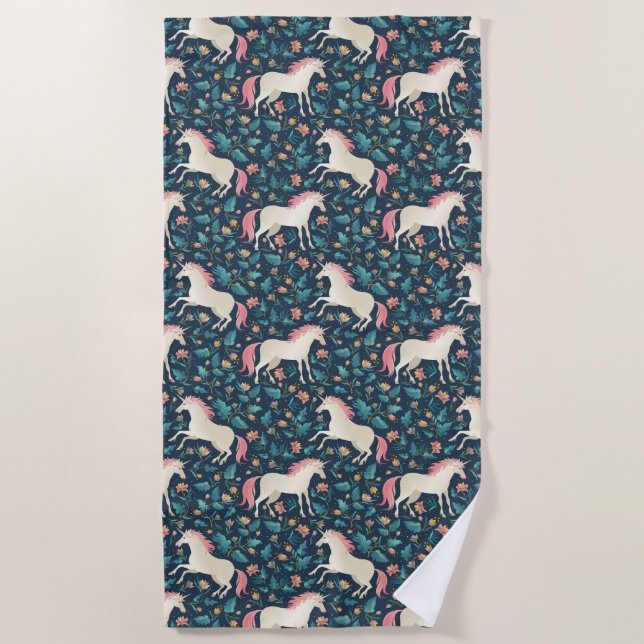 Beautiful Magical Unicorn Pattern Beach Towel (Front)