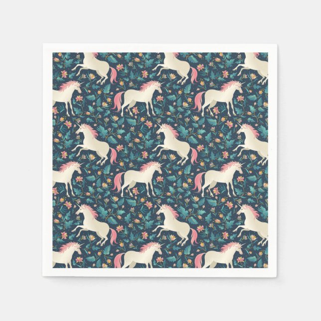 Beautiful Magical Unicorn Pattern Napkins (Front)