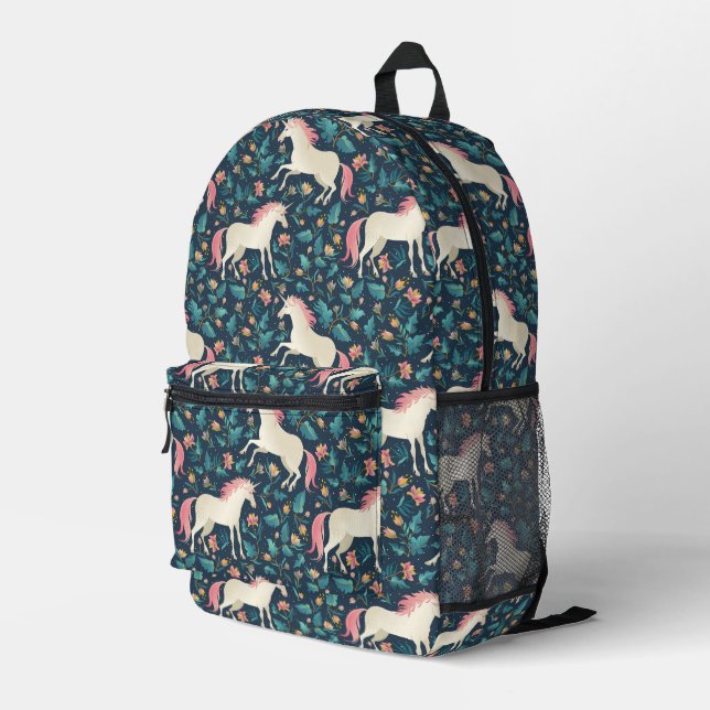 Beautiful Magical Unicorn Pattern Printed Backpack (Back Corner Right)
