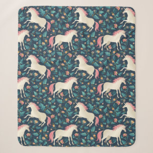 Beautiful Magical Unicorn Pattern Sherpa Blanket