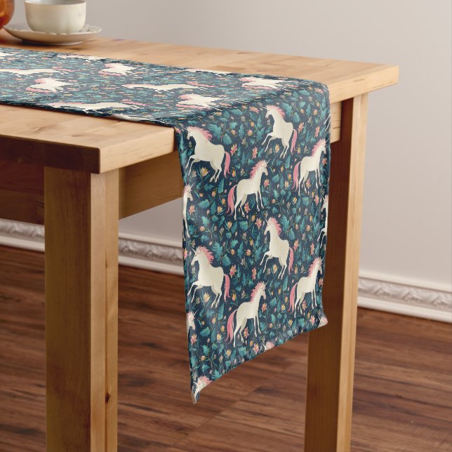 Beautiful Magical Unicorn Pattern Short Table Runner (In Situ)