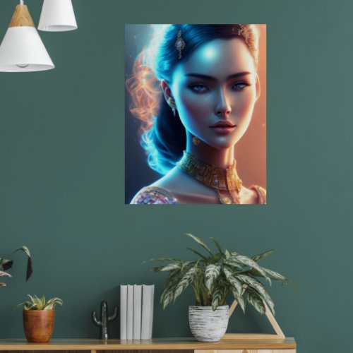 Beautiful magical Woman with necklace Poster