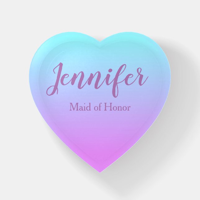 Beautiful Maid of Honor Heart Shaped Paperweight (Front)