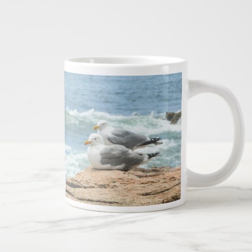 Beautiful Maine Coast Acadia Seagulls Giant Coffee Mug