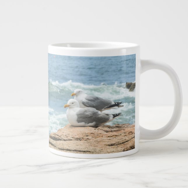 Beautiful Maine Coast Acadia Seagulls Giant Coffee Mug (Right)