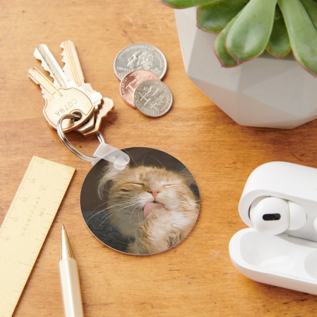  Beautiful Maine Coon Cat Close-Up Photo Keychain (Desk)