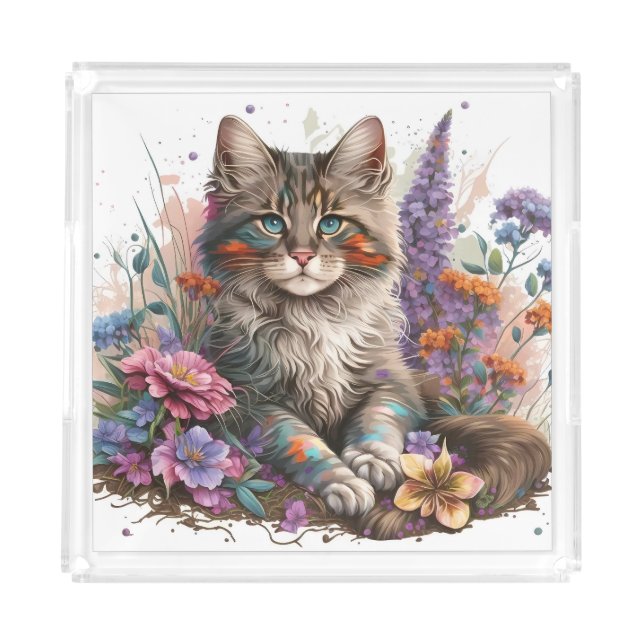 Beautiful Maine Coon Kitten Graphic Print Acrylic Tray (Front)