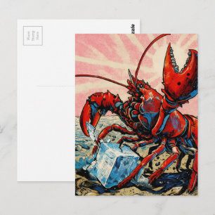 Beautiful Maine Lobster Breaking Ice Cube Postcard